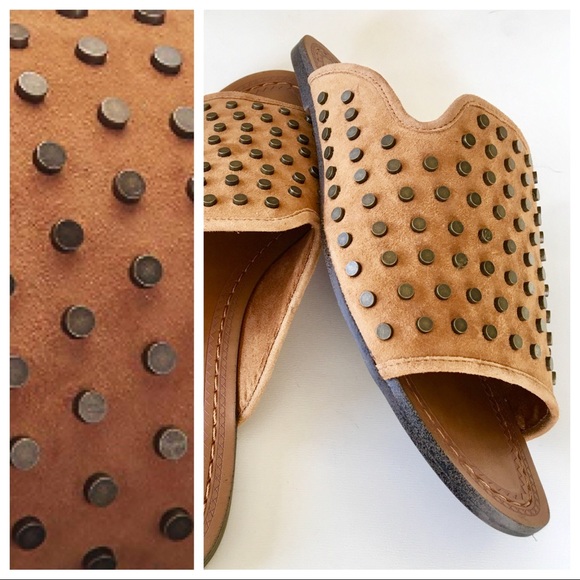 Jessica Simpson Shoes - NIB JS Kloe studded suede slides honey brown 6.5